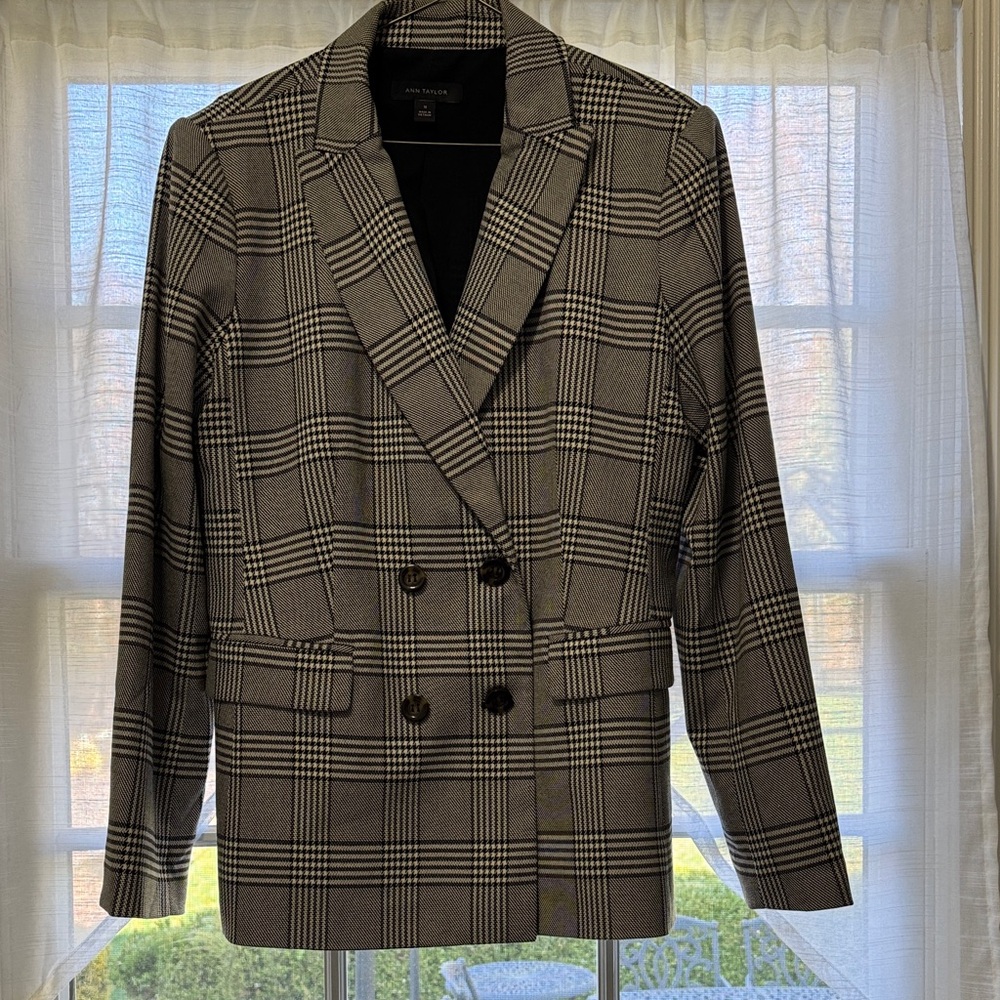 Ann Taylor Houndstooth Blazer - Black & White